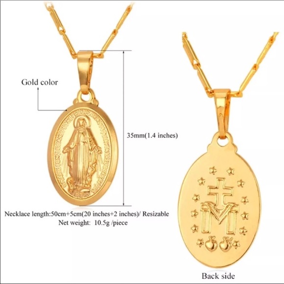 New 18K gold virgin mary necklace - Picture 2 of 4